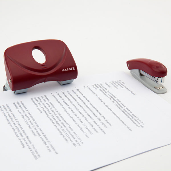 Hole punch Axent Welle-2 3820-06-A, plastic, 20 sheets, red