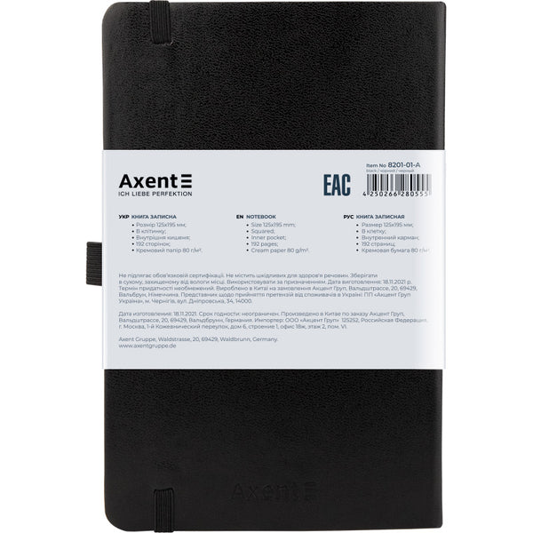 Notizbuch Axent Partner 8201-A, 125x195 mm, 96 Blatt, kariert