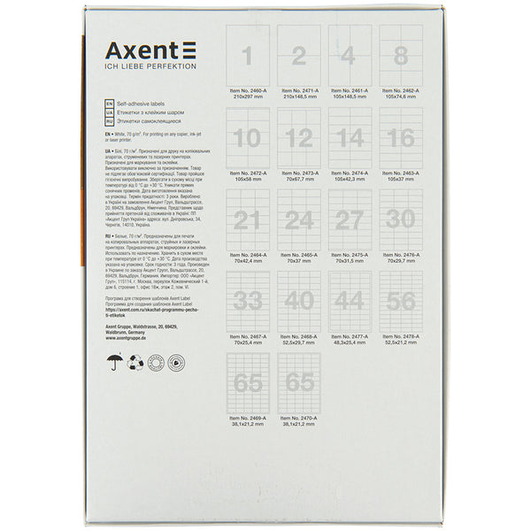 Etiketten Axent 2463-A, selbstklebend A4 - 16 St./Bl.