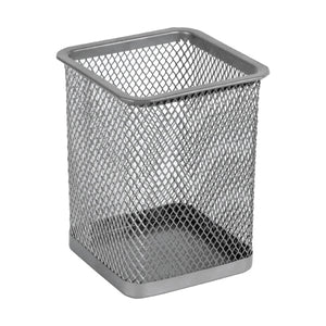 Stifteköcher quadratisch Axent 2111-03-A, Metallgitter, 80x80x100 mm, silber