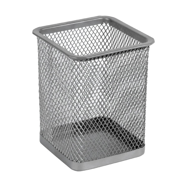 Stifteköcher quadratisch Axent 2111-03-A, Metallgitter, 80x80x100 mm, silber