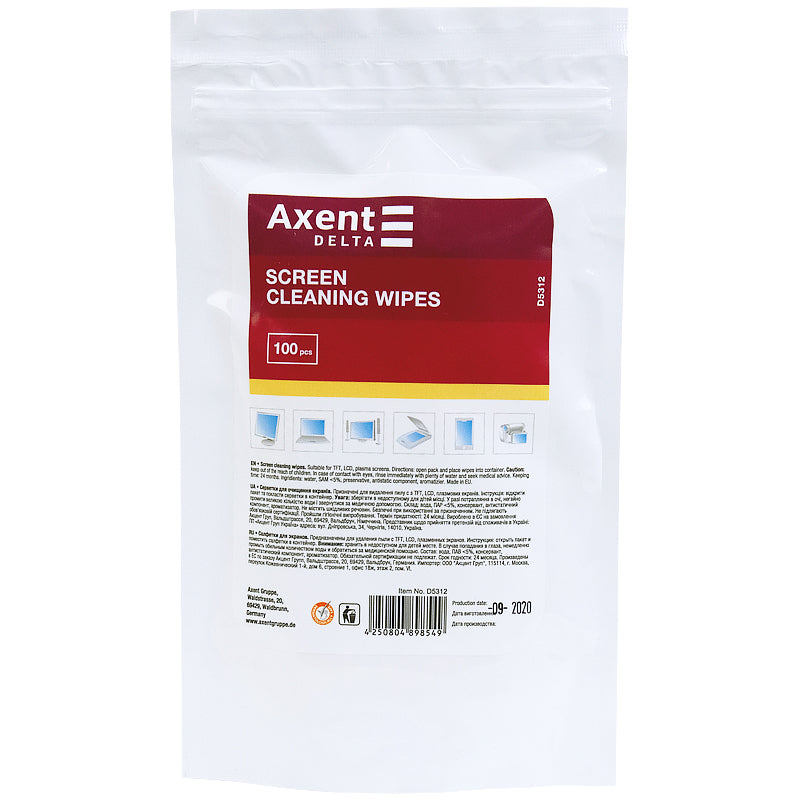 Screen-cleaning wipes, refill, 100 pcs.