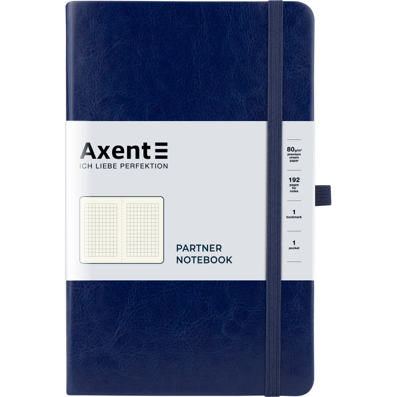 Notizbuch Axent Partner Lux 8202-02-A, A5-, 125x195 mm, 96 Blatt, kariert, harter Einband, blau