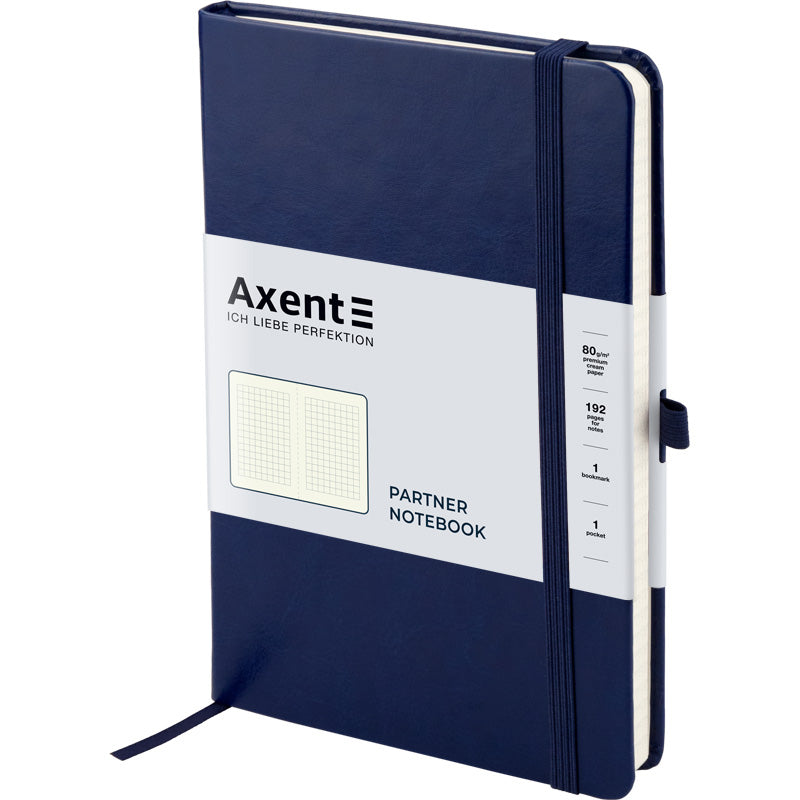 Notizbuch Axent Partner Lux 8202-02-A, A5-, 125x195 mm, 96 Blatt, kariert, harter Einband, blau