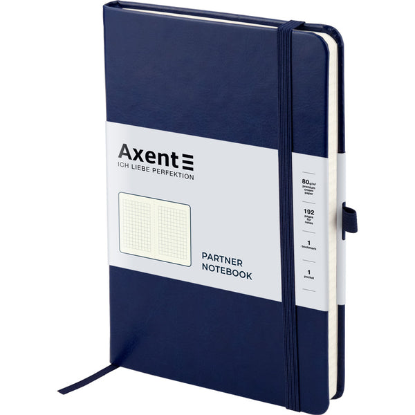 Notizbuch Axent Partner Lux 8202-02-A, A5-, 125x195 mm, 96 Blatt, kariert, harter Einband, blau