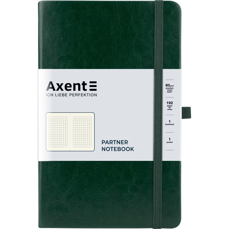 Notizbuch Axent Partner Lux 8202-04-A, A5-, 125x195 mm, 96 Blatt, kariert, harter Einband, grün