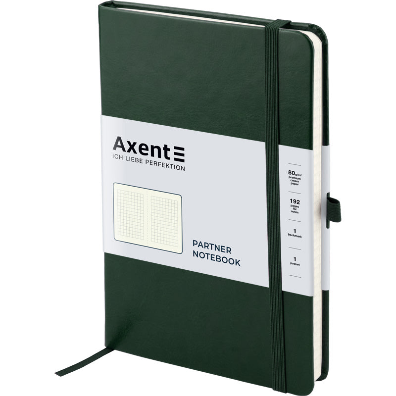 Notizbuch Axent Partner Lux 8202-04-A, A5-, 125x195 mm, 96 Blatt, kariert, harter Einband, grün