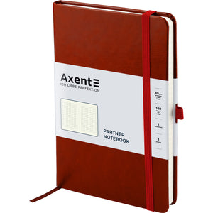 Notizbuch Axent Partner Lux 8202-05-A, A5-, 125x195 mm, 96 Blatt, kariert, harter Einband, bordeaux