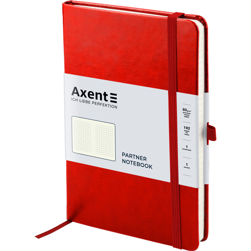 Notizbuch Axent Partner Lux 8202-06-A, A5-, 125x195 mm, 96 Blatt, kariert, harter Einband, rot
