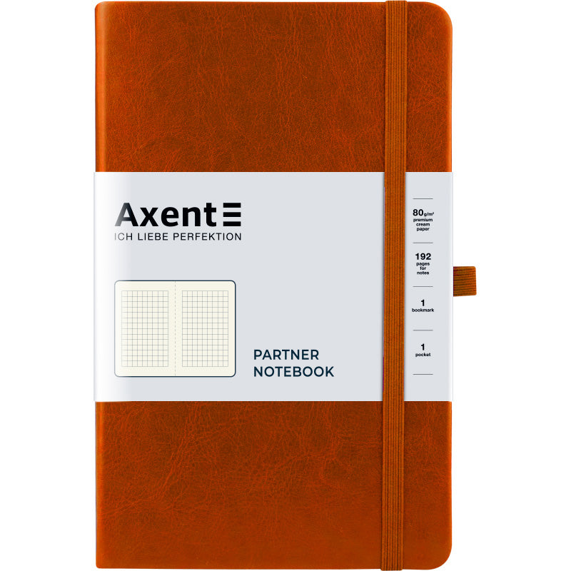 Notizbuch Axent Partner Lux 8202-19-A, A5-, 125x195 mm, 96 Blatt, kariert, harter Einband, braun