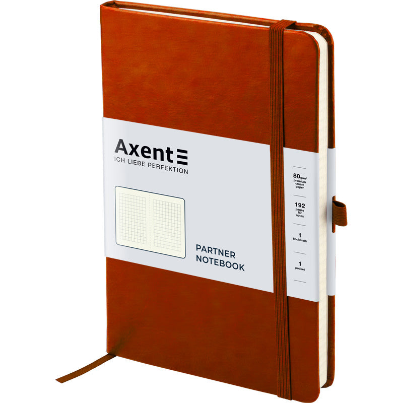 Notizbuch Axent Partner Lux 8202-19-A, A5-, 125x195 mm, 96 Blatt, kariert, harter Einband, braun