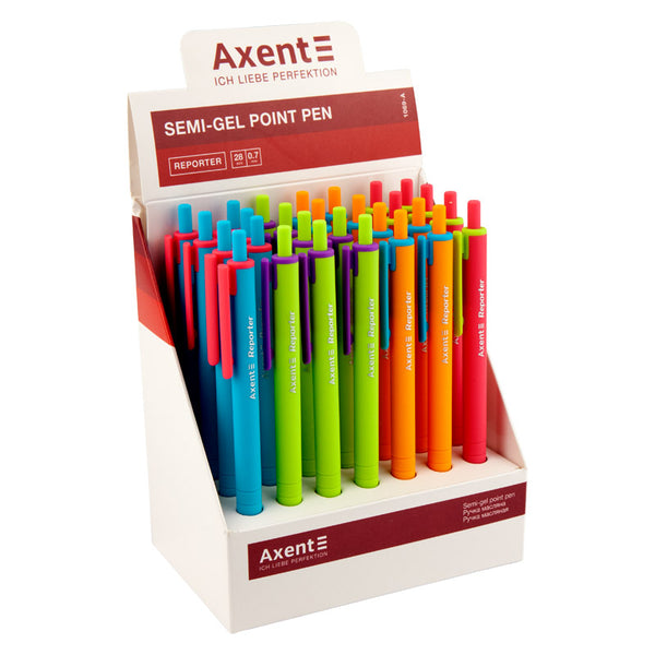Semi-gel pen Axent Reporter Color AB1069-02-A, retractable, blue