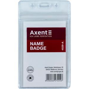 Name badge Axent 4529-A, vertical, with zip lock, transparent (54х82 mm)