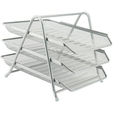 Document tray Axent 2122-03-A, horizontal, 3-in-1, metal, silver
