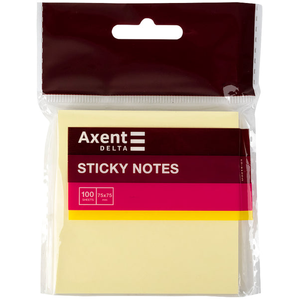 Haftnotizblock Delta D3314-01, Papierblock mit Kleberücken, 75x75 mm, 100 Blatt, gelb