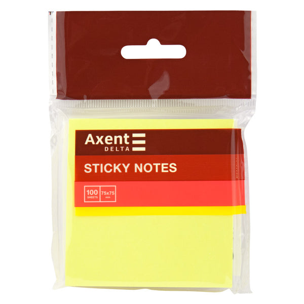 Haftnotizblock Delta D3414-11, 75x75 mm, Papierblock mit Kleberückseite, 100 Blatt, gelb
