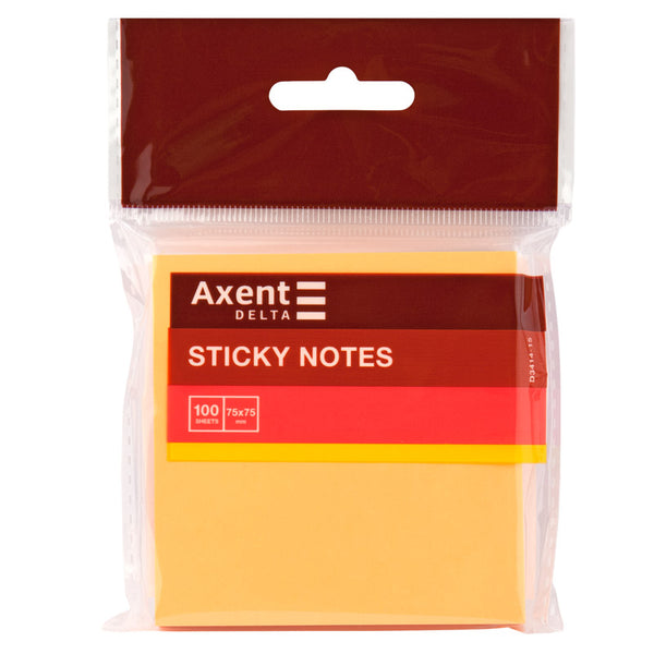 Haftnotizblock Delta D3414-15, 75x75 mm, Papierblock mit Kleberückseite, 100 Blatt, orange