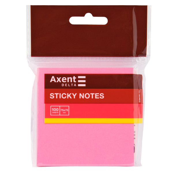 Haftnotizblock Delta D3414-13, 75x75 mm, Papierblock mit Kleberückseite, 100 Blatt, rosa