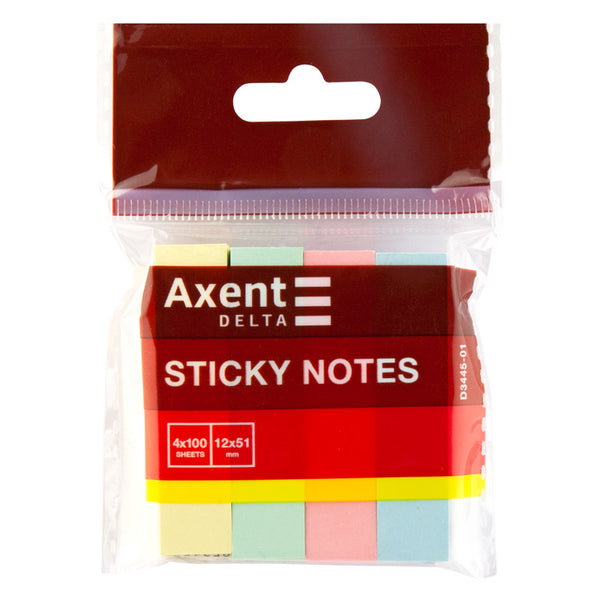 Page markers Delt D3445-01, 4х12х51 mm, 400 pcs., 4 pastel colors