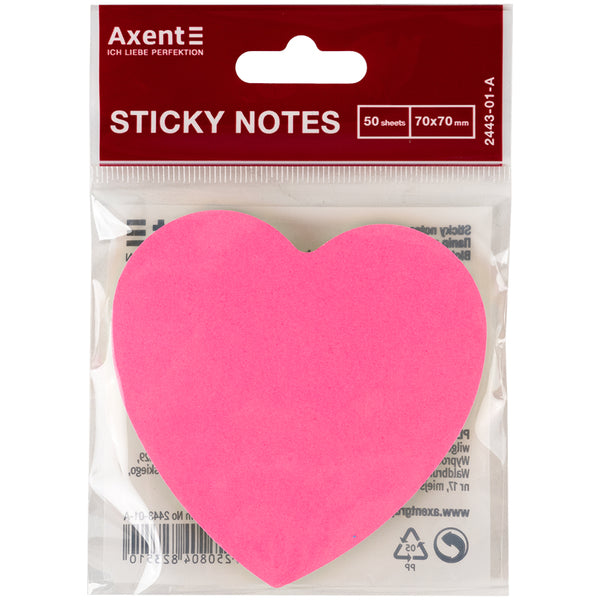 Haftnotizblock Axent 2443-01-A, 70x70 mm, 50 Blätter, Herz