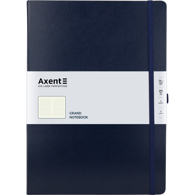 Notizbuch Axent Partner Grand 8203-02-A, A4, 210x295 mm, 100 Blatt, kariert, harter Einband, dunkelblau