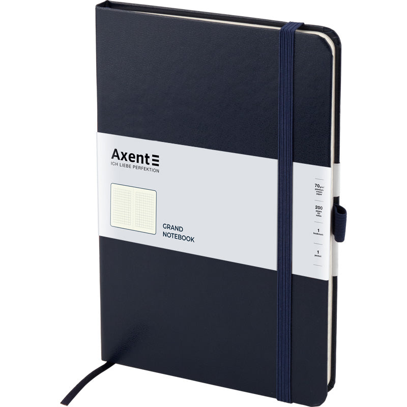 Notizbuch Axent Partner Grand 8203-02-A, A4, 210x295 mm, 100 Blatt, kariert, harter Einband, dunkelblau