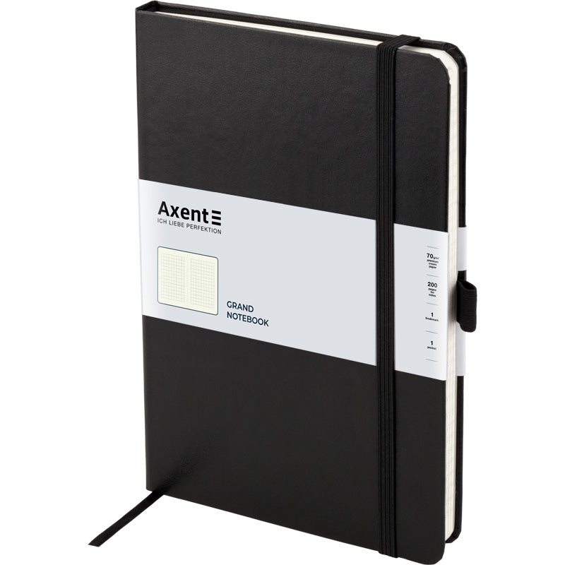Notizbuch Axent Partner Grand 8203-01-A, A4, 210x295 mm, 100 Blatt, kariert, harter Einband, schwarz