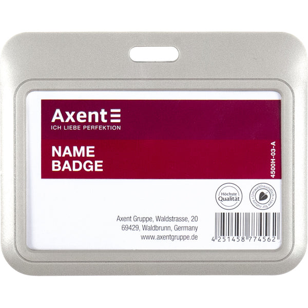 Name badge Axent 4500H-03-A, vertical, PP, grey