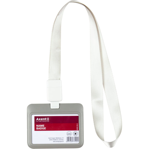 Name badge Axent 4500H-03-A, vertical, PP, grey