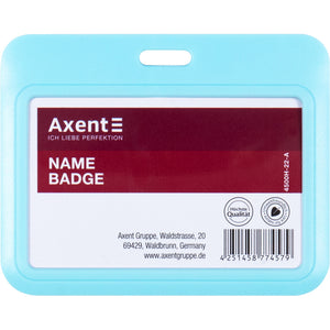 Name badge Axent 4500H-22-A, vertical, PP, light blue
