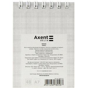 Spiral Notebook Delta D8014-01, A7, 48 sheets, squared, assorted colours