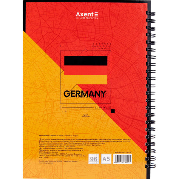 Spiralnotizbuch Axent Flags Berlin 8032-05-A, A5