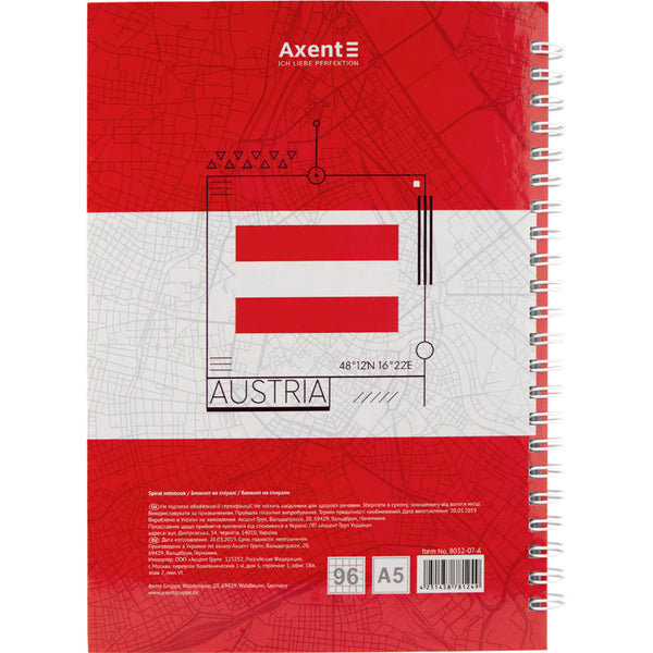 Spiralnotizbuch Axent Flags Vienna 8032-07-A, A5