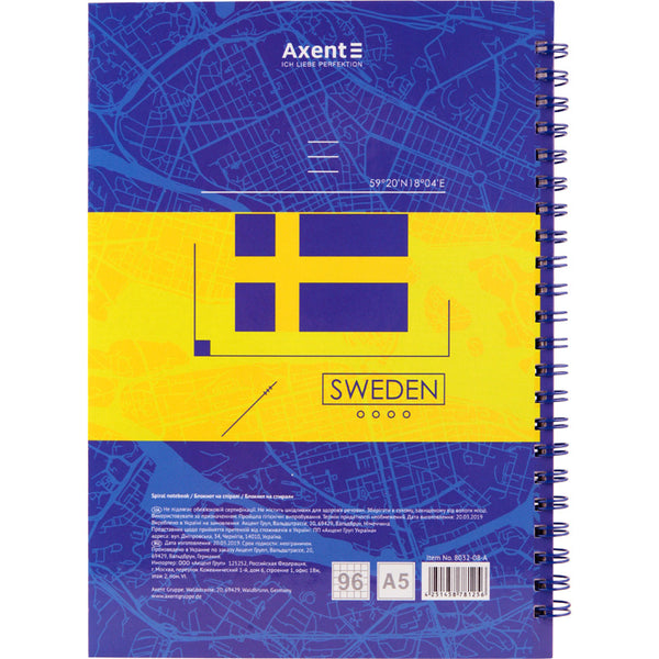 Spiralnotizbuch Axent Flags Stockholm 8032-08-A, A5