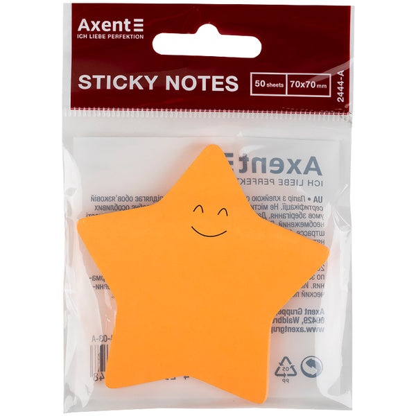 Haftnotizblock Axent Stern 2444-03-A, 70x70 mm, 50 Blätter, Orange