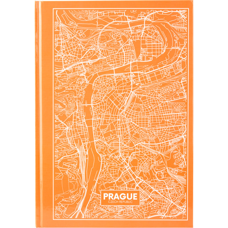 Notizbuch Axent Maps Prague 8422-542-A, A4, 210x295 mm, 96 Blatt, kariert, feste Deckung, pfirsich