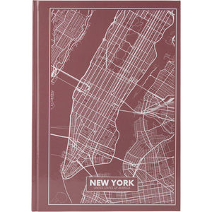 Notizbuch Axent Maps New York 8422-543-A, A4, 210x295 mm, 96 Blatt, kariert, feste Deckung, rosa-braun