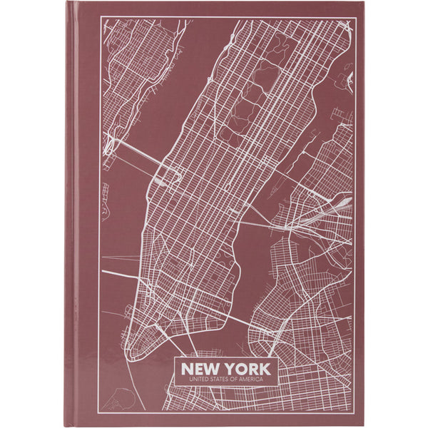 Notizbuch Axent Maps New York 8422-543-A, A4, 210x295 mm, 96 Blatt, kariert, feste Deckung, rosa-braun
