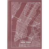 Notizbuch Axent Maps New York 8422-543-A, A4, 210x295 mm, 96 Blatt, kariert, feste Deckung, rosa-braun