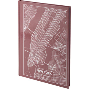 Notizbuch Axent Maps New York 8422-543-A, A4, 210x295 mm, 96 Blatt, kariert, feste Deckung, rosa-braun