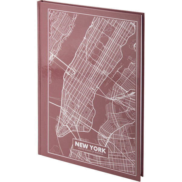 Notizbuch Axent Maps New York 8422-543-A, A4, 210x295 mm, 96 Blatt, kariert, feste Deckung, rosa-braun