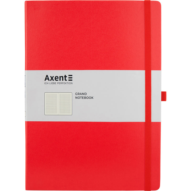Notizbuch Axent Partner Grand 8203-06-A, A4, 210x295 mm, 100 Blatt, kariert, feste Abdeckung, rot