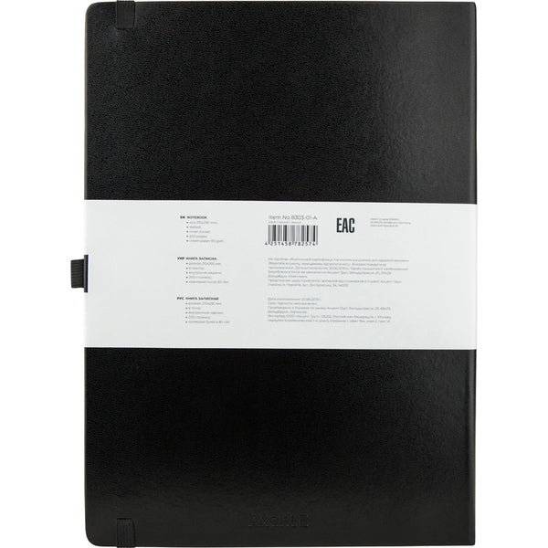 Notizbuch Axent Partner Grand 8303-01-A, A4, 210x295 mm, 100 Blatt, Punkt, Hardcover, schwarz