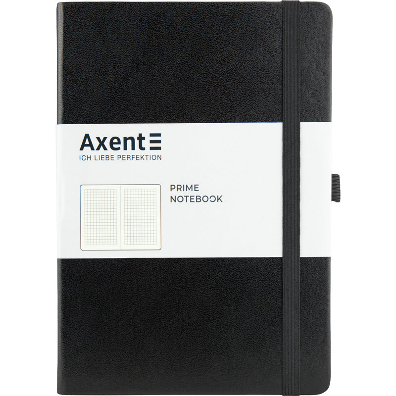 Notizbuch Axent Partner Prime 8305-01-A, A5, 145x210 mm, 96 Blätter, kariert, harter umschlag, schwarz