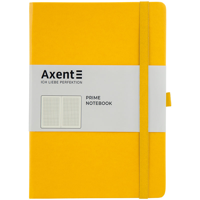 Notizbuch Axent Partner Prime 8305-08-A, A5, 145x210 mm, 96 Blätter, kariert, harter umschlag, gelb