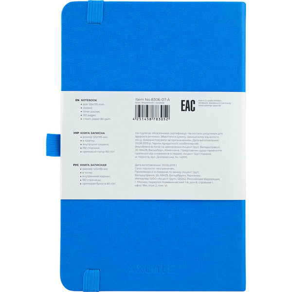 Kladde Axent Partner 8306-07-A, A5-, 125x195 mm, 96 Blätter, punkt, harter umschlag, blau