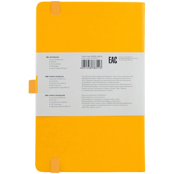 Kladde Axent Partner 8306-08-A, A5-, 125x195 mm, 96 Blätter, punkt, harter umschlag, gelb