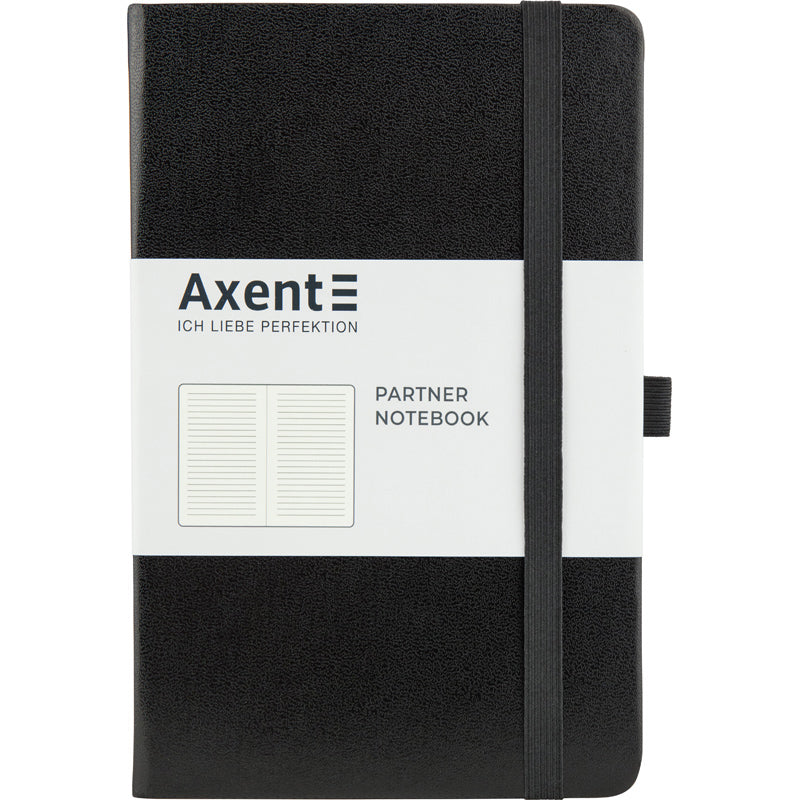Notizbuch Axent Partner 8308-01-A, A5-, 125x195 mm, 96 Blatt, Linien, harter umschlag, schwarz