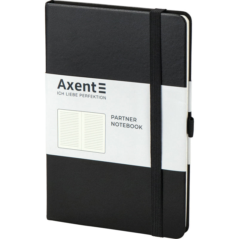 Notizbuch Axent Partner 8308-01-A, A5-, 125x195 mm, 96 Blatt, Linien, harter umschlag, schwarz