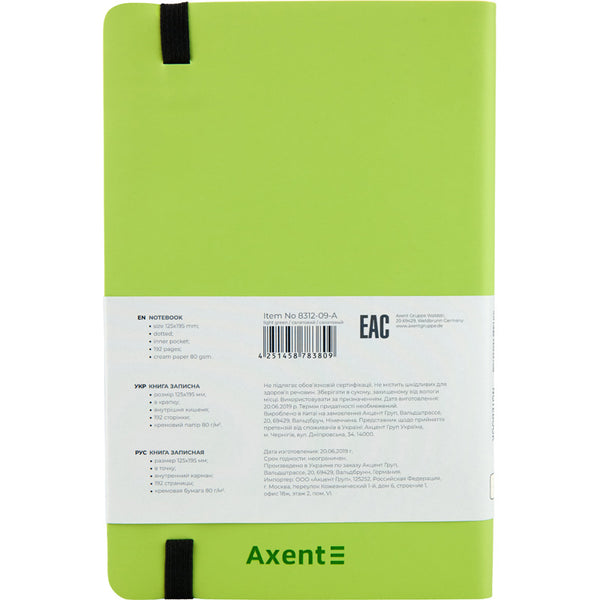 Notizbuch Axent Partner Soft 8312-09-A, A5-, 125x195 mm, gepunktet, flexibler Einband, salatgrün